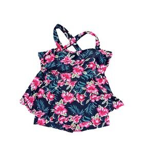 NWT COCOPEAR Women's Elegant Crossover Swimdress Floral Skirted Swimsuit 6XL
